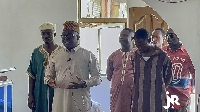 Mike Oquaye Jnr with some of the leaders of the Muslim community