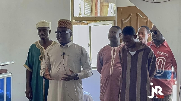 Mike Oquaye Jnr with some of the leaders of the Muslim community