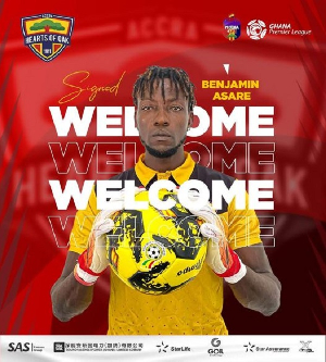 Benjamin Asare has joined Hearts from Olympics