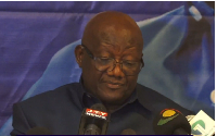 A picture of Paul Afoko speaking at the press conference