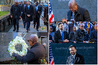 Photos from a solemn wreath-laying ceremony at the African Burial Ground National Monument
