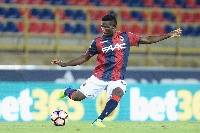 Godfred Donsah of Bologna in action during the Tim Cup match between Bologna FC andTrapani Calcio