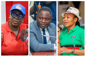 A photo collage of Ellen Ama Daaku, Akandoh and Dr Zanetor Agyeman-Rawlings