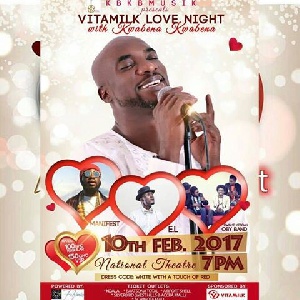 Kwabena Kwabena headlines VitamilkLove Night on February 10, 2017
