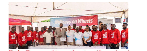 The partner drivers and couriers with executives of Yango in Ghana and Beaver Health Group