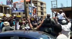 President John Mahama on a campaign trail at Kokompe