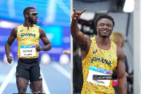 Saminu (R) and Azamati (L) have booked their spots in the 100m semi-finals