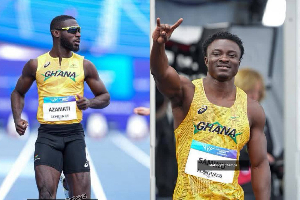 Saminu (R) and Azamati (L) have booked their spots in the 100m semi-finals