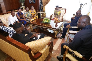 Miss Ghana UK queen, Miss Ghana UK Foundation team interacting with President Akufo-Addo