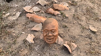 Pieces of the destroyed statue of former President Nana Addo Dankwa Akufo-Addo