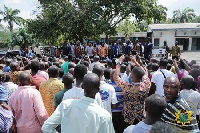 President Akufo-Addo with his delegation during a visit to the Akosombo Textiles Limited