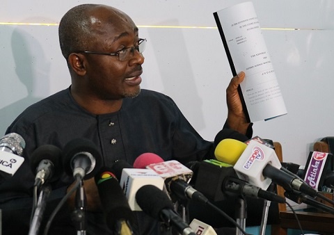 Alfred Agbesi Woyome addresses the press in Accra
