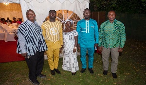 Nana Johnson Mensah (extreme  right) in a group picture with  the best cocoa farmers