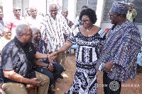 Former President John Mahama with others at the funeral grounds of the late Luke Baziing Bagbin
