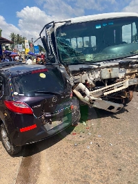 Three in critical condition as Kia truck collided other cars at Shiashie