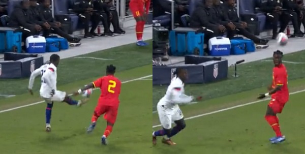 Tim Weah's cheeky 'over-head' dribble of Alidu Seidu during Ghana-US game