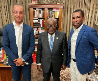 President Akufo-Addo with Kenpong and Eric Joel of Bastia