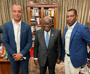 President Akufo-Addo with Kenpong and Eric Joel of Bastia