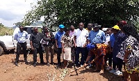 GJA executives led by Affail Money (in white shirt) performing the sod-cutting ceremony