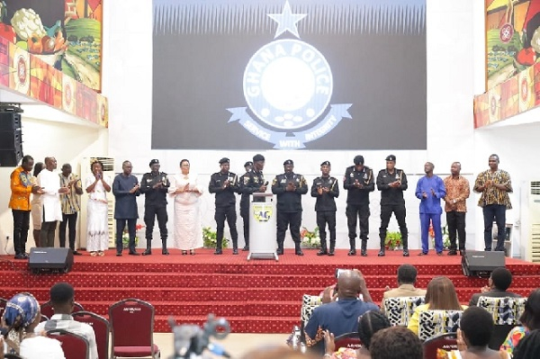 IGP Dr Akuffo Dampare with some senior policemen in one of the churches they visited