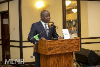 Minister for Lands and Natural Resources,  Samuel A. Jinapor speaking at the event