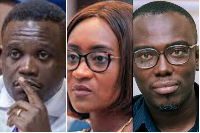L:R - Sam George clash with Abena Osei-Asare and Akwasi Konadu