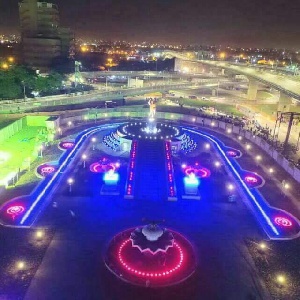 Night view of the newly constructed Kwame Nkrumah Interchange