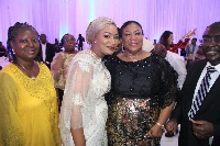 Samira Bawumia (M) poses with First Lady Rebecca Akufo-Addo taking a picture together