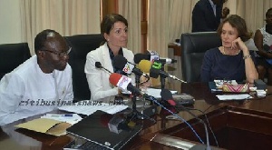 Finance Minister Ken Ofori-Atta with Chief of the IMF Mission, Analisa Fedelino