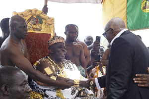 President Akufo Addo (in Suit) Exchanging Pleasantories With The Okyenehene