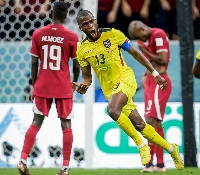 Enner Valencia celebrating his goal against Qatar