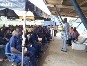 Mr. Zitor addressing some Brong Ahafo senior police officers at a forum organised by the NCCE