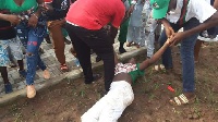 One of the victims being helped