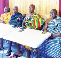 A photo of Nkeseim chiefs calling for activation of community mining
