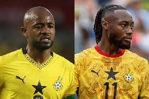 Jordan Ayew (L) and Antoine Semenyo (R) are players of the Black Stars