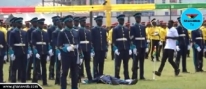 A photo of an Air Force officer who collapsed during parade