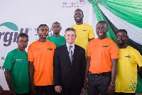 Mr. Pieter Reichert (middle) MD ,Cargill Ghana some partner cocoa famers