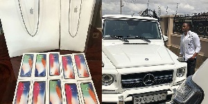 Ibrah Money who is based in Dansoman gave out free iPhones to some trotro passengers