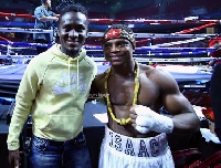 David Accam and Isaac Dogboe after the latter's bout