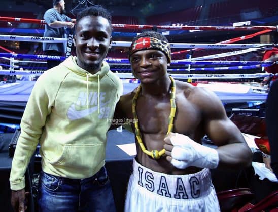 David Accam and Isaac Dogboe after the latter's bout