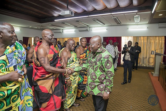 President Nana Addo Dankwa Akufo-Addo with Chiefs and Queen mothers of Ahafo