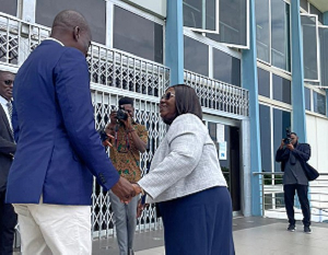 Frema Osei-Opare and Haruna Iddrisu exchanging greetings