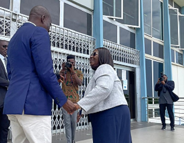 Frema Osei-Opare and Haruna Iddrisu exchanging greetings