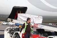 Body of Atsu being uploaded onto a Turkish Airlines flight in Hatay