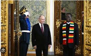 Russia's Vladimir Putin and Zimbabwe's Emmerson Mnangagwa in Moscow, Russia
