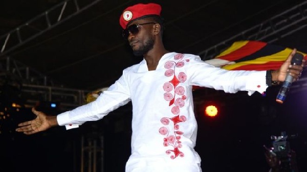 Bobi Wine took to the stage wearing his trademark, red beret
