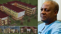 Mahama in an enhanced image with designs of a 50 SHS project