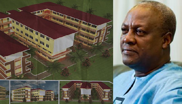 Mahama in an enhanced image with designs of a Free SHS project