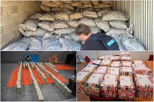 Some of the drugs, including cocaine, found in a container shipped from Ghana