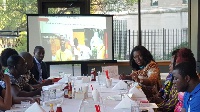Gender Minister, Nana Oye Lithur interacting with a cross section of Ghanaian community in Chicago.
